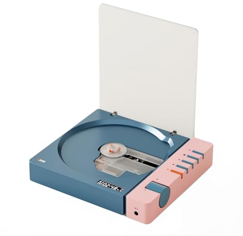 Reproductor De CD Portátil con Bluetooth, Diseño Retro Compacto, Batería Recargable, Equipo Audio Doméstico Sobremesa, Salida SPDIF(Blue)
