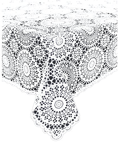 KERSTEN Tischdecke abwischbar wetterfest 'Crochet', 137 x 180cm, Weiß