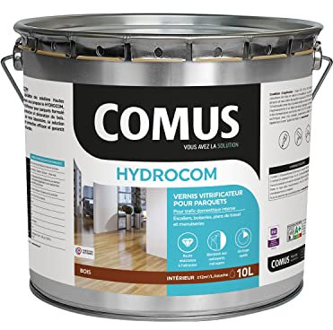 Hydrocom Satin - Incolore 10L - Vitrificateur Polyuréthane Acrylique MONO-composant pour Parquets, Escaliers et Boiseries