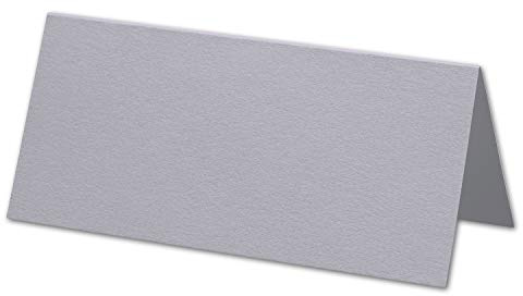 ARTOZ 50x Tischkarten - Graphit (Grau) - 45 x 100 mm blanko Platz-Kärtchen - Faltkarten für festliche Tafel - Tischdekoration - 220 g/m² gerippt
