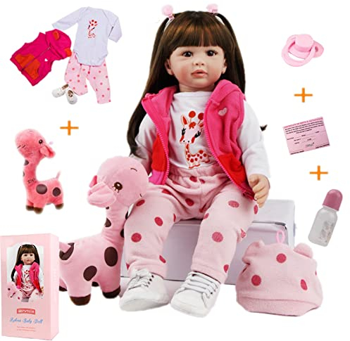 ZIYIUI Simulation Reborn Baby-Puppe 24 Zoll 60 cm Reborn Babys Mädchen Weiche Vinyl Silikon Lebensechte Babypuppen Reborn Toddler Spielzeug Geschenk