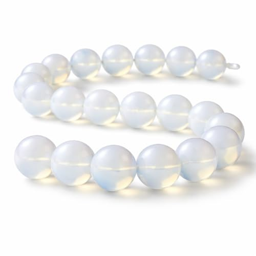 Perlin Mondstein Perlen 8mm mit Loch Opal Edelstein Strang Rund Synthetischer Halbedelstein Schmuckperlen Schmuckstein 45 Stück Kugel Opalith
