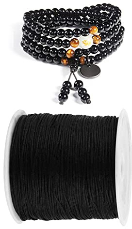 100M x 0 , 8 mm Nylon Chinesische Knotenschnur Makramee Armband Herstellung Rattail Makramee Faden Schnur Nylon Perlenschnur DIY Armbänder und Halsketten Schmuck Herstellung Schwarz