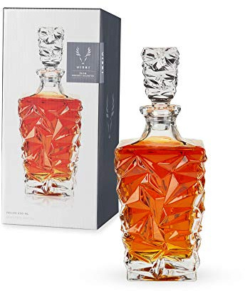 Viski Prism Whiskey Decanter with Stopper, Crystal Liquor Decanter for Bourbon, Scotch, Vodka, Spirits, Wedding Gifts, Man Cave Essentials, Elegant Home Bar Accessories, 29 oz (850 ml)