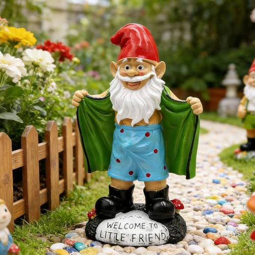 21 cm/8,3 tum stor trädgårdstomt, polyresin utomhus skulptur tomte staty trädgårdsstatyett konst trädgårdsdekoration för gräsmatta gård balkong veranda uteplats