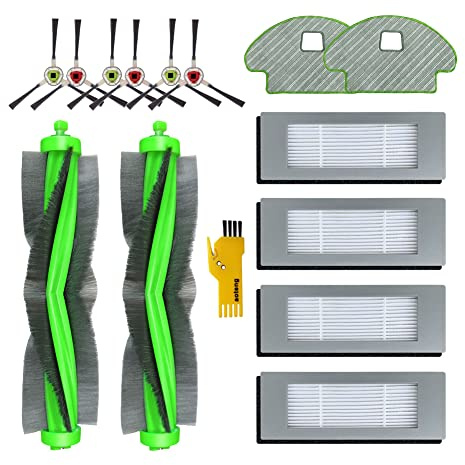 aotengou Ersatz-Zubehör-Set für iRobot Roomba Combo R111840 R1138 Roboter-Staubsauger 14 Packungen 2 Hauptbürsten, 4 Filter, 6 Seitenbürsten, 2 Wischtücher