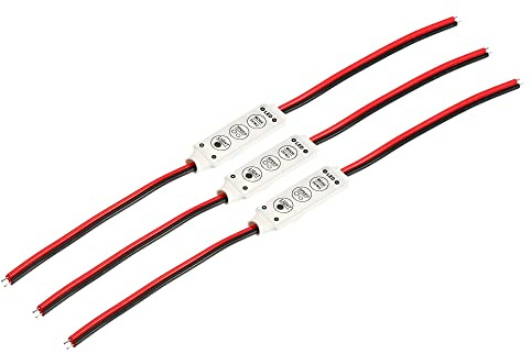 sourcing map 3 Stück LED Streifen Dimmer 12V bis 24V 3 Tasten Mini Helligkeitsregler Lampenschalter für Einfarbige Streifen led controller