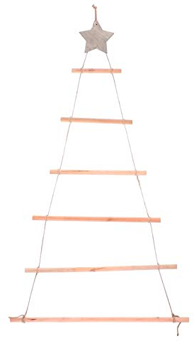 Weihnachts Baum Wandbehang Hängeleiter Astleiter Mit Sternaufsatz An Der Wand Befestigter Weihnachtsbaum Hängendes Wandkunstschild Hänger Tanne Kind Holzhandwerk Hölzern Hanfseil