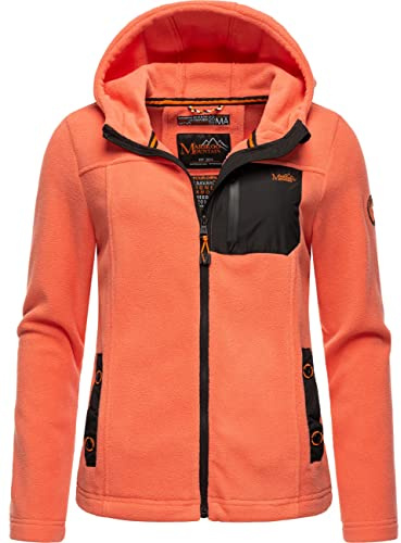 MARIKOO Damen Fleecejacke warm mit Kapuze Mount Iwaki Coral Gr. M
