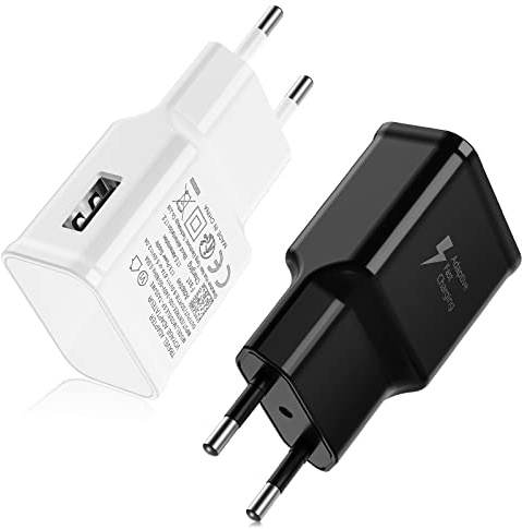 15W USB Ladegerät Schnellladung (2 Stück), Handy Ladeadapter Steckdose kompatibel mit Samsung Galaxy A20/A80/S22/S21/S20/S10/S9/S8, USB SteckerCharger