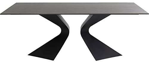 Kare Design Tisch Gloria, Schwarz, 4-6 Personen, Indoor,Outdoor, Pflegeleicht, Wetterbeständig, Balkon, Wohnzimmer, Keramik-Platte, Stahlbeine, ESG-Glas 75x180x90 cm (HxBxT)