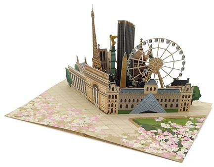 ASVP Shop Paris Skyline Pop-Up-Karte, handgefertigte 3D-Grußkarte mit ikonischen Sehenswürdigkeiten, Karte für Freund, Happy Father's Day Karte, Geburtstagskarte