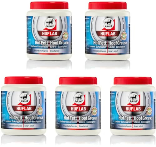 RL24 leovet - Huflab Huf Fett mit Lorbeer & Eukalyptus | Huffett nährt & stärkt den Huf | Hufbalsam für Pferde | Pflege bei sprödem Horn | Hufpflege für Pferde | 5 x 750 ml (5er Set)