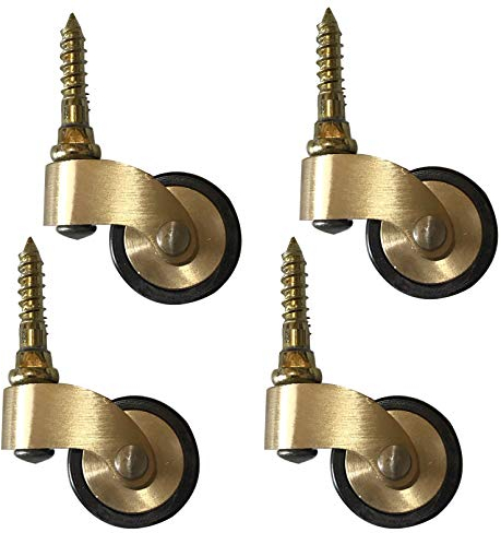 Lenkrollen, Bockrollen Messingrollen im Vintage-Stil, 4 Stück, ø 2,5 cm, Lenkrollen, Schrauben-Ersatzrollen for Betten, Couchtisch, Sofa, Tragfähigkeit 150 kg (Color : 2pcs)