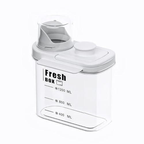 MINGPINHUIUS Dog Cat Food Storage Container - Transparent Sealed Insect-proof Moisture-proof Pet Food Storage Container, Portable Small Dog Food Container for Dry Food & Dry Feed (White, S/1.5L)