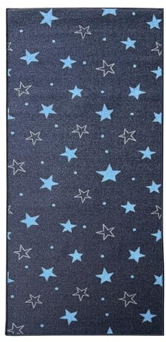 KARAT Tapis de couloir Dots&Stars - 80 x 150 cm - Tapis pour enfant garçon et fille - Tapis de jeu pour chambre d'enfant, salon, chambre à coucher (étoiles marines)