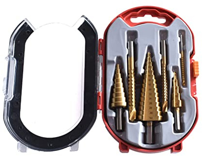 ZAWELIYO Stufenbohrer-Set, Spiralnut Stufenbohrer Set aus HSS Edelstahl Bithalter Schälbohrer Kegelbohrer Konusbohrer Metallbohrer Bohrer Satz, Glattes Schneiden mit Körner