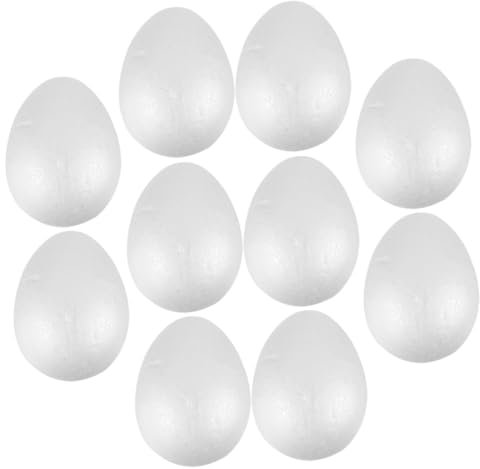 KONTONTY 10pcs DIY Foam Eggs White Solid Craft Eggs for Boys and Girls Kindergarten 10cm Painting Decorating Easter Decorations Desktop Props