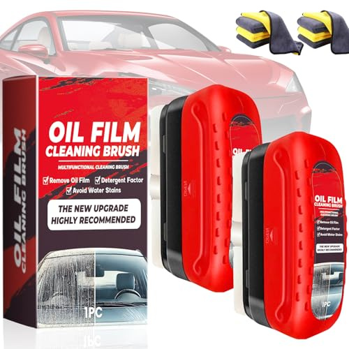 Automotive Oil Film Cleaning Brush, Glass Cleaning Board, Potente Detergente per Parabrezza e Rimozione di Pellicole D'olio, Powerful Car Glass Oil Film Stain Remover (2 Pezzi)