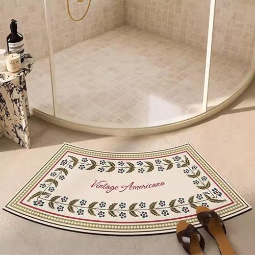 Arc-shaped Shower Mat - Gebogene Duschmatten, gebogene Badematte for Rund- und Eckduschen, schnell trocknende und stark saugfähige Eckbadematte, rutschfeste Gummi-Duschmatte for Außenduschen(C,18x30in