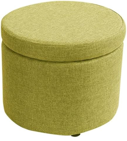 CVNIMV Ottomane Ottomanen Fußhocker Runder Stauraum-Ottomane Leinen-Ottomane Couchtisch Beistelltisch Fußhocker Sitz Frisierstuhl Fußstütze Schuhwechselhocker