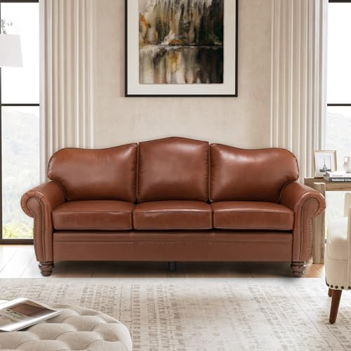 The support you need Classic 3-Seater Sofa with Premium Leather Upholstery, Stylish & Comfortable Sofa for Living Room or Office, Easy to Maintain & Long-Lasting Brown