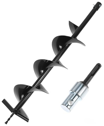 QWORK Punta da terra Ø 150 mm per trapano con adattatore, trapano 80 cm, per fori e piantare alberi