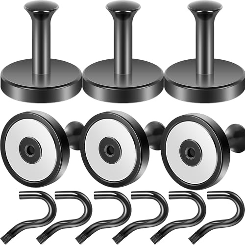 Neosmuk Magnetischer Kleiderhaken,77kg starke, Extra Schwere Magnet-Haken, Magnetischer Kranzaufhänger/-Halter für Metalldtüren, Handtasche, Handtuch, Strumpf, Kreuzfahrtkajüte, Schwarz, 6er-Pack