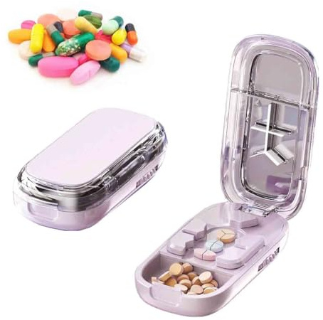 Taglia Pillole,Separatore Di Pillole Portatile Con Lama Per Pillole,Piccole Grandi E Più Pillole,Divisore Per Pillole Da 1/2,1/3 E 1/4,Taglia Pillole Per Anziani,Bambini,Animali,Viaggi (Rosa)