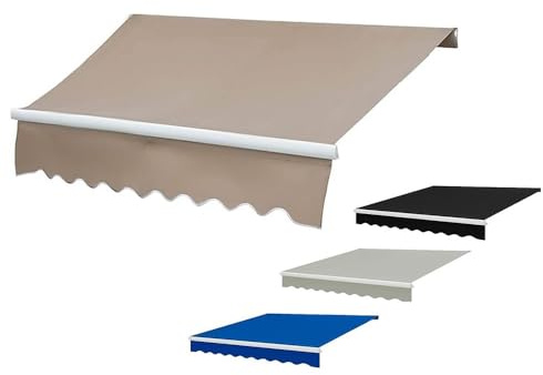 Toldo retráctil para patio, toldo manual para exteriores, para jardín, balcón y ventana, color gris (2 x 1,5 m, protección UV y resistente a la intemperie)