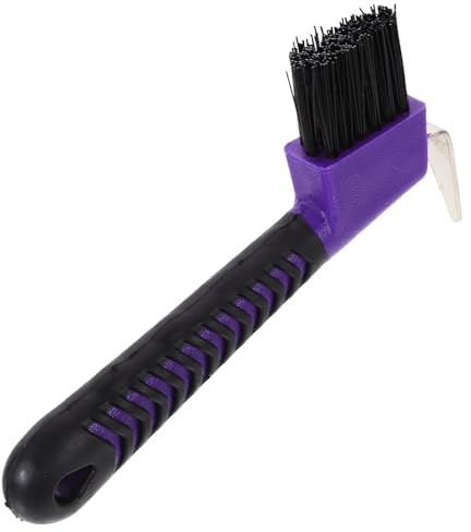 LOORGVEL Hufkratzer Mit Nylonbürste Edelstahl Rostfrei Gummierter Griff Pferdehufpflege Pferdetrainingsausrüstung Für Ziegen Esel Reitsport