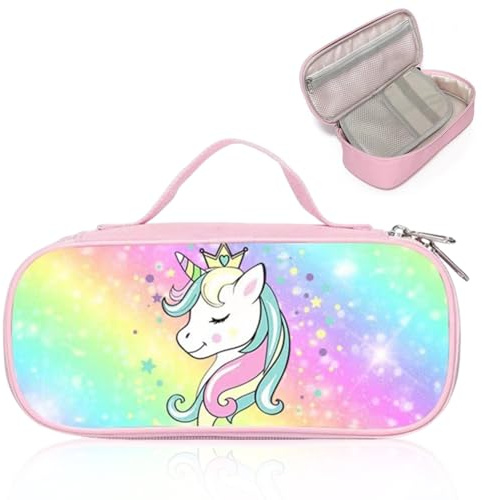 CDLIZW Einhorn-Federmäppchen,Federmäppchen mädchen, Federmäppchen Groß für Kinder,Große Kapazität Bleistiftbeutel Doppelreißverschlüsse,Geeignet für Mädchen als Schulgeschenk