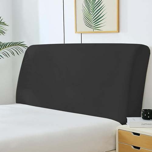 Jinfanshurich Copertura per testiera in velluto nero – Copertura per testiera del letto estensibile antipolvere, spessa, morbida e lavabile, universale per decorazione della camera da letto