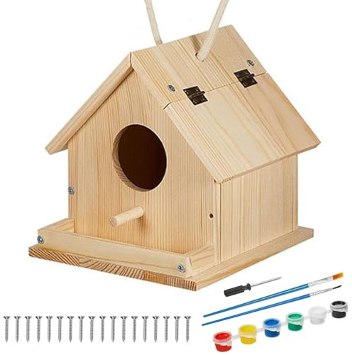Kit de nichoir en Bois à Monter soi-même avec Peinture et Outils, Construction et Peinture pour Enfants à partir de 3 Ans