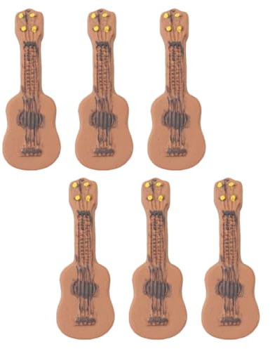 Artibetter Set da 6 Mini Chitarre Finta in Miniatura Supporto, Decorazioni da Scrivania per Casa delle Bambole, Accessori Fotografia e Giocattoli, Design Realistico e Compatto