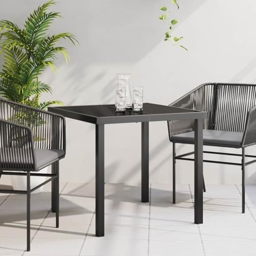 zylophax Gartentisch Schwarz Metall 80 x 80 x 73 cm wetterfest Terrassentisch Outdoor Balkontisch Loungetisch Gartentische Tisch Balkon Terassentisch außen