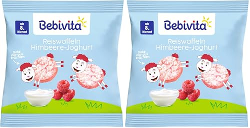 Bebivita Reiswaffel Himbeere-Joghurt, Babysnack ab 8. Monat, (8 x 30g) (Packung mit 2)