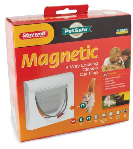 Staywell 932 Katzenklappe Magnetischer Verschluss Katzentür Weiß