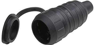 Meister Schutzkontakt-Kupplung - Gummi/Kunststoff - schwarz - 250 V - 16 A - Maximaler Kabelquerschnitt 2,5 mm² - IP44 Außenbereich - Zentrale Einführung / Schuko-Kupplung mit ISO-Einsatz / 7422520