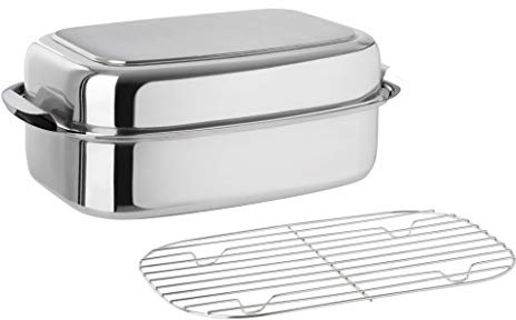 Kelomat 1993-318 Profi Induktion Edelstahl Bräter mit Deckel, eckig, 36 x 24,5 x 15,5 cm