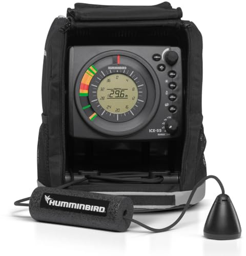 Humminbird ICE 55 Flasher Ice Fishing Fish Finder with Transducer & 6-Color Fiber Optic Display