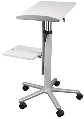 MAUL Beamertisch MAULpro | Tisch für Projektor und Beamer | Höhenverstellbarer Laptopständer | Stabiler Sternfuß mit 5 Rollen | Büromöbel mit 2 Ablagen für Laptop und Notebook | Grau