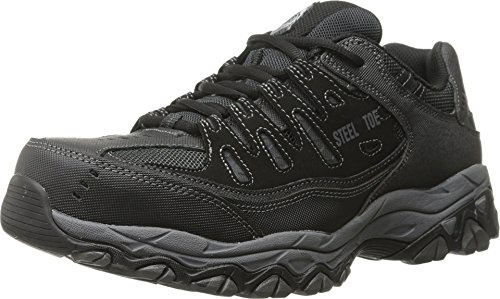 Skechers Men's Cankton Steel Toe Construction Shoe - Electrical Hazard Rated, Memory Foam, Black/Charcoal, 8.5