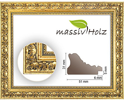 Neumann Bilderrahmen Cadre baroque 972 ORO, 60 x 90 cm, doré, bois massif, sans verre et fond