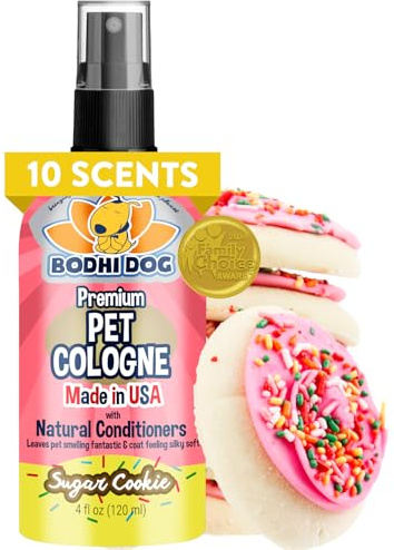 Bodhi Dog Premium Dog Cologne - Deodorizing Dog Perfume & Conditioner for Dogs & Cats - Natural Long Lasting Spray - Keeps Pets Fresh All Day - Gentle, Safe Formula, Made in USA (Sugar Cookie 4 Fl Oz)