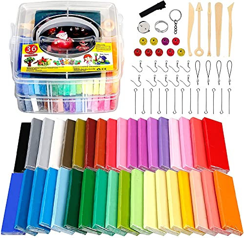 Polymer Clay, 36 Colours, Safe and Non-Toxic Polymer Clay, DIY Clay Gift for Children (Colour)