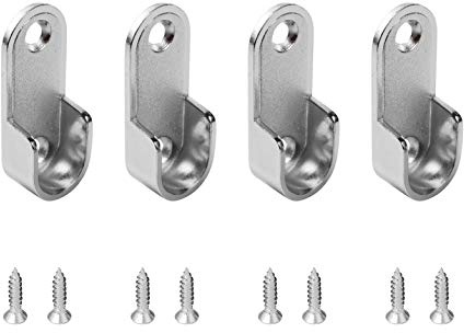 Mcredy Closet Rod Bracket Zinc Alloy Oval Hanging Rail Rod Holder End Bracket Support for Wardrobe Closet, Silver 4-Packs