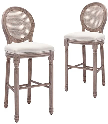 vidaXL Barhocker 2 STK. Weiß Leinen