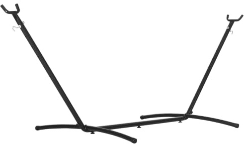 Outsunny Support Pied de hamac Structure Robuste métal époxy Noir Hauteur réglable 6 Niveaux dim. 2,80L x 1,17l x 1,10H m