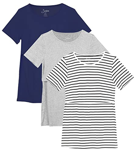 Sosolism Lot de 3 T-Shirts d'allaitement à Manches Courtes pour l'Été Shirts Décontractés pour Femmes Enceintes et Postpartum